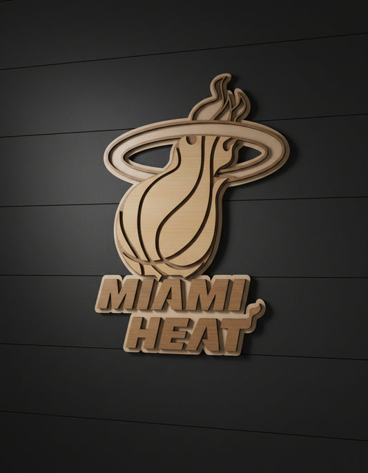 Handcrafted Miami Heat Layered Wood Wall Art – 17×23.5 Inch